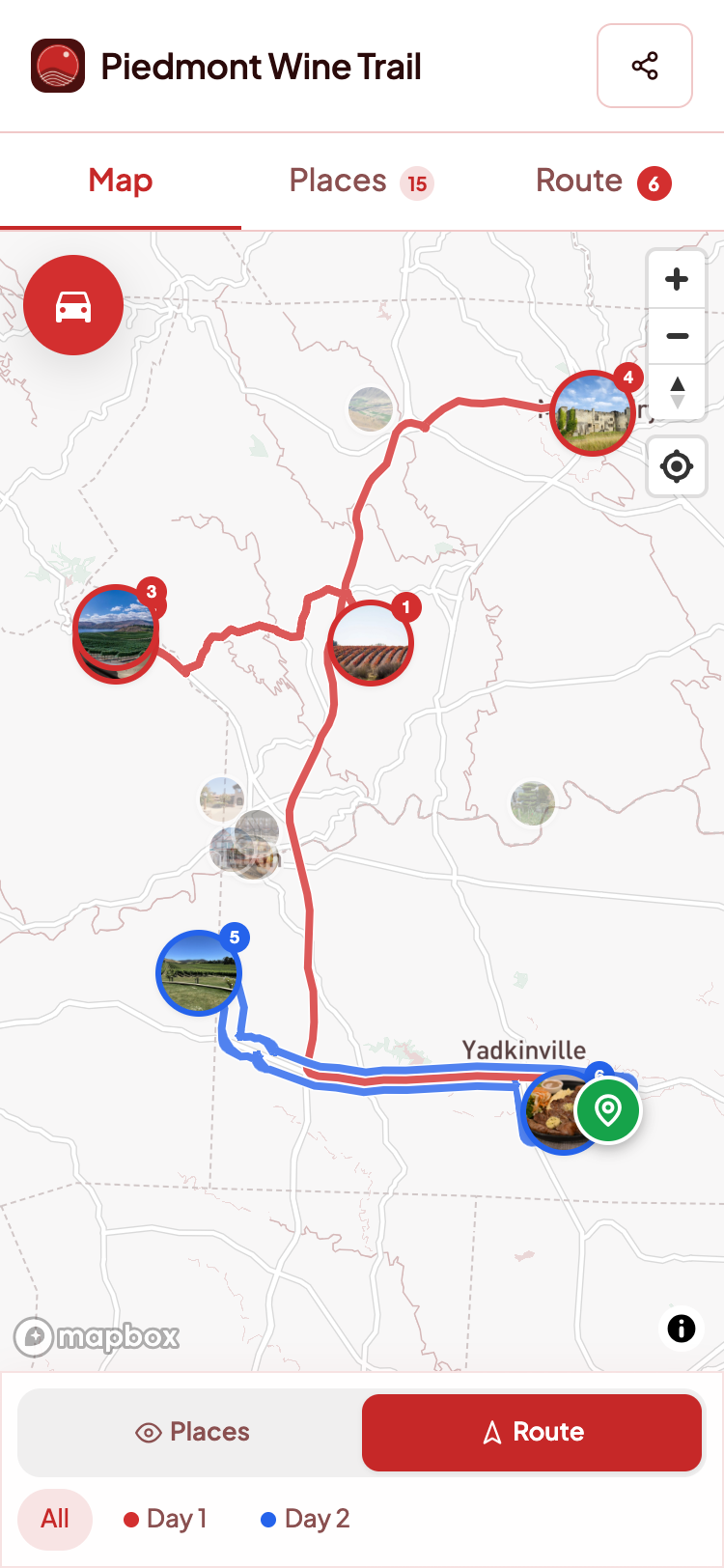 Piedmont Wine Trail vineyard map