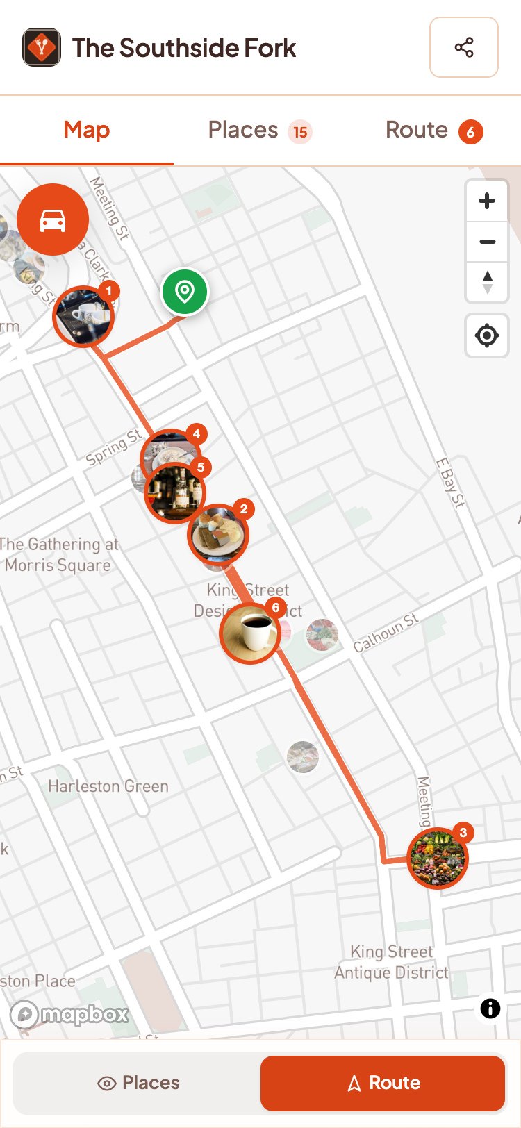 Southside Fork neighborhood dining map